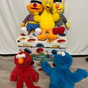 Sesame Street KAWS Plush Toy Collection - Red, Blue, Yellow